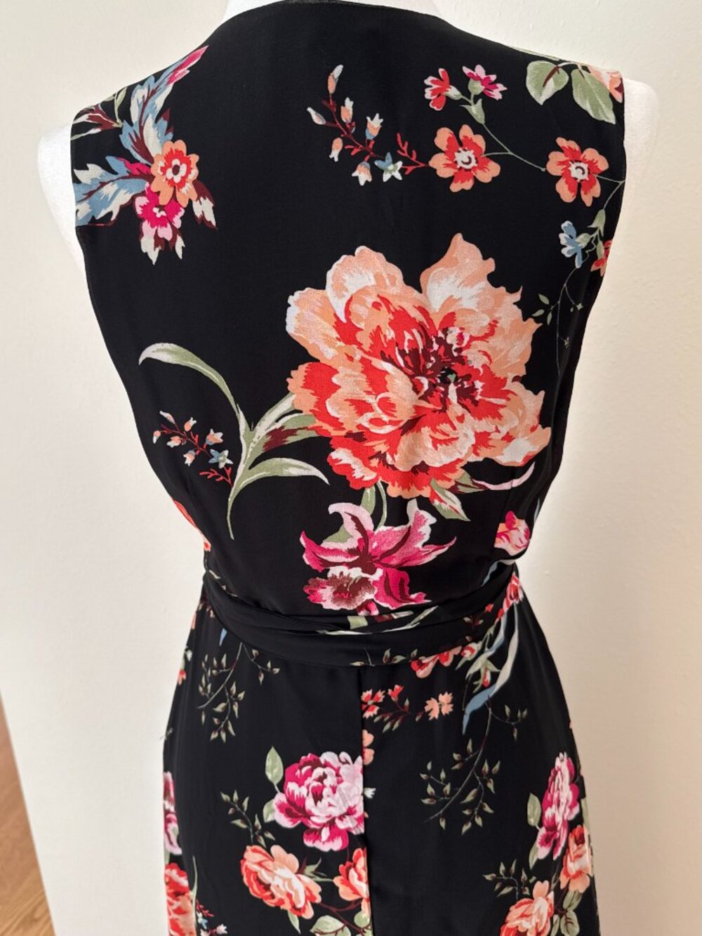 Lulus Tawny Black Floral Print Wrap Maxi Dress - Size Medium - Picture 10 of 11